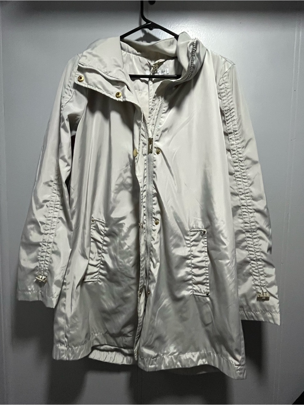 Via Spiga Cream Hooded Trench Coat